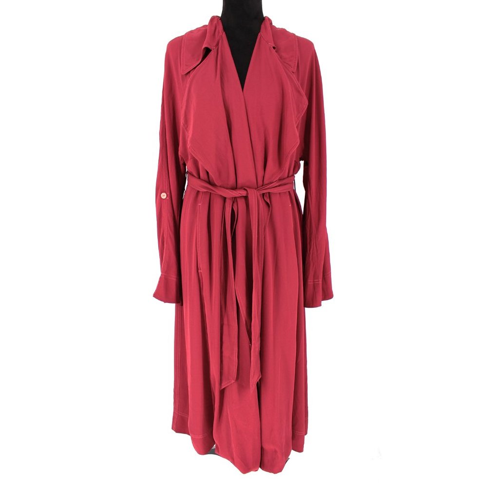 Aritzia Babaton Long Belted Trench Coat Berry M